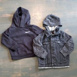 Nike Sweatshirt & Hooded Jean Jacket - 3T